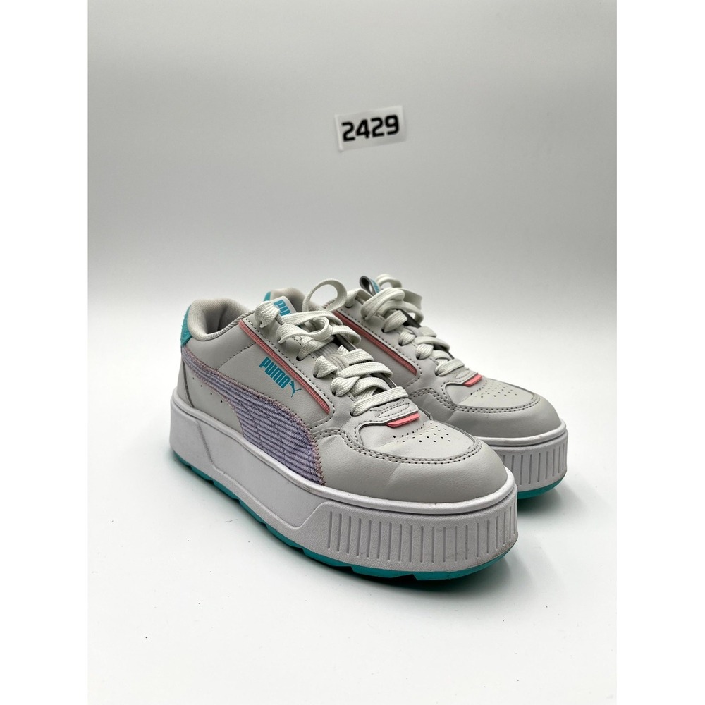 Puma Karmen Rebelle 392641-03 Kids 5 Shoes White Purple Leather Lace Up Sneakers